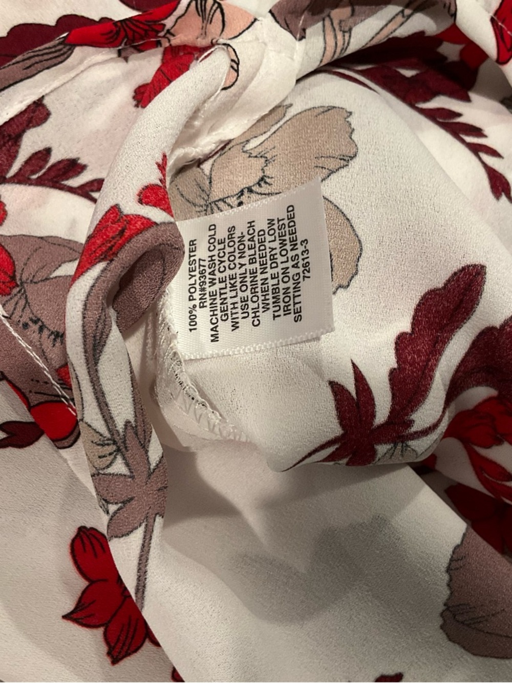 Women's Floral Short-Sleeve Blouse - Red & Taupe on Cream - Picture 6 of 6